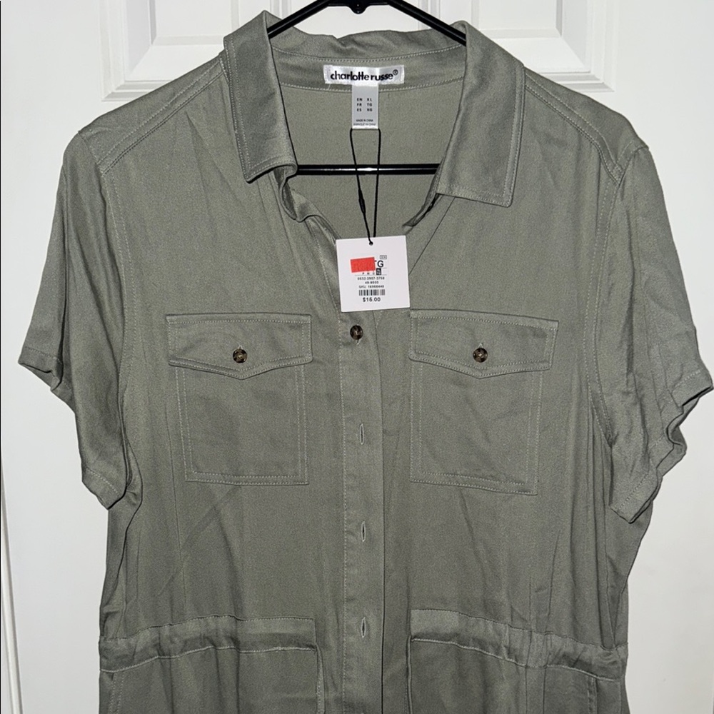 Charlotte Russe Olive Green Shirt Dress